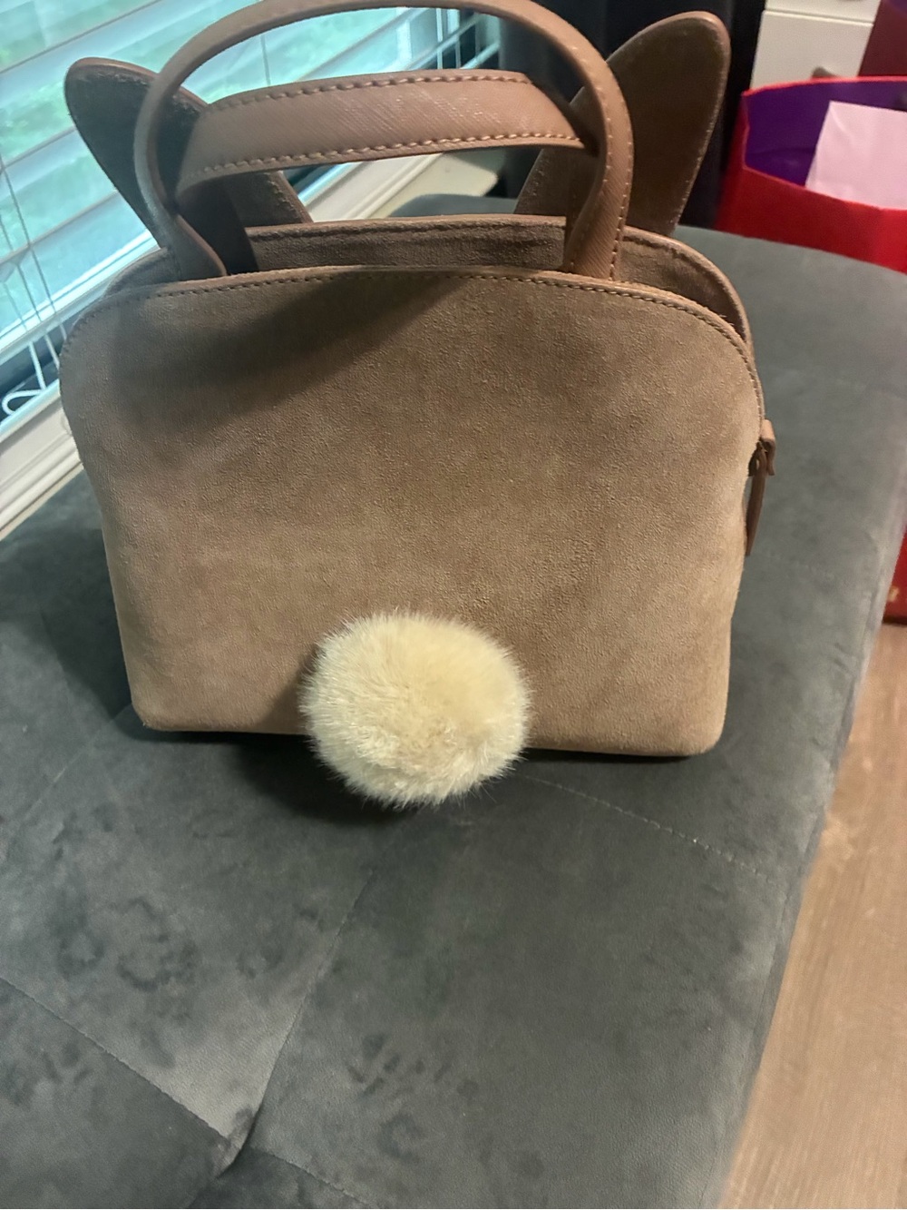 kate spade taupe suede bunny-ear mini crossbody bag - Picture 2 of 2